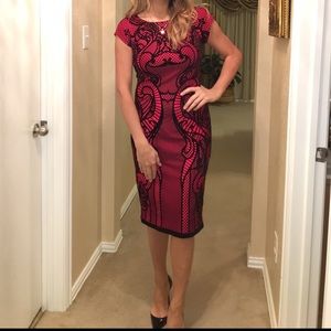 Red and black past the knee dress